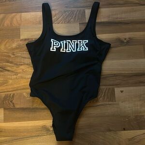 NWT size large VS PINK one piece bathing suit in black